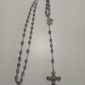 Pink INRI Rosary, sterling silver